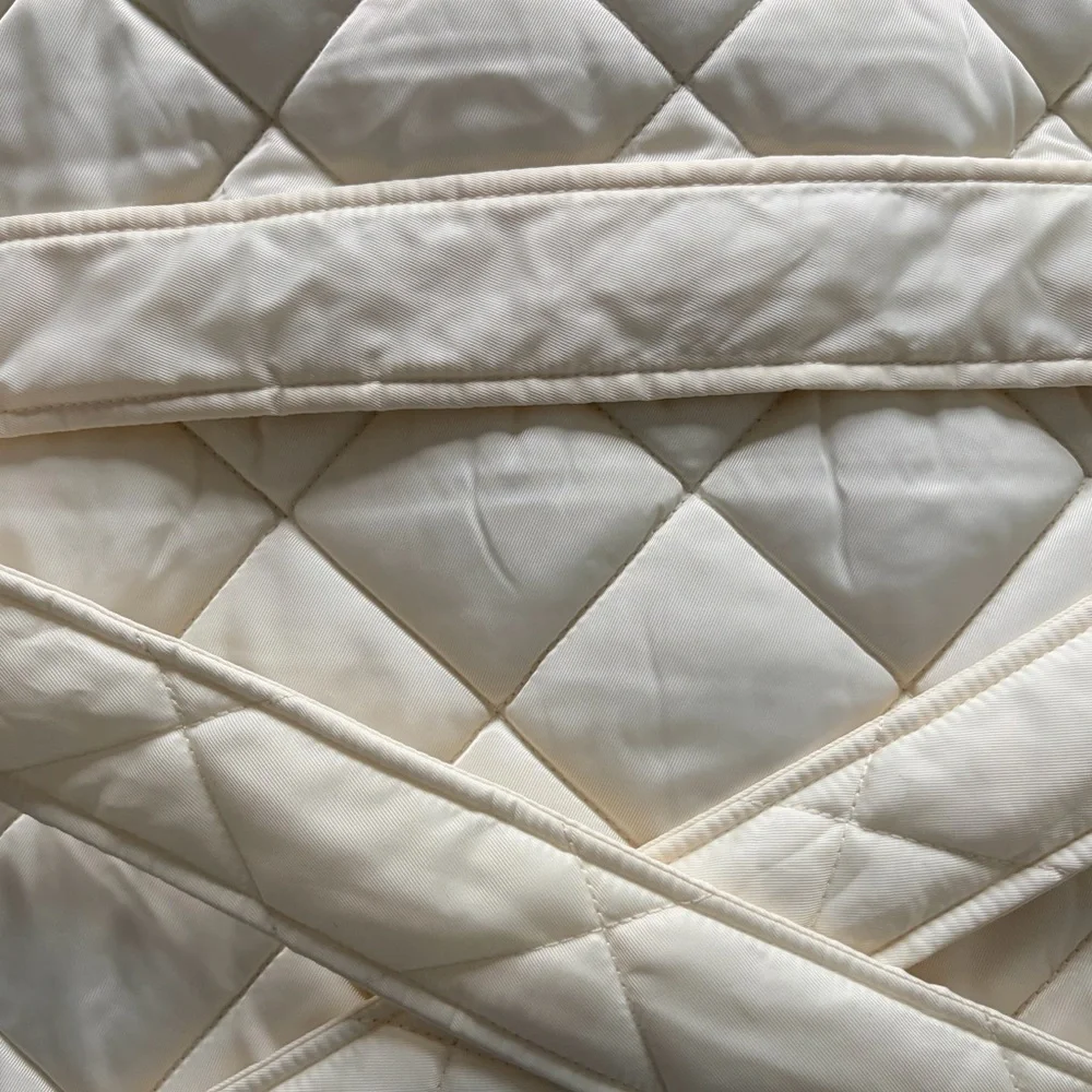 Rebecca Minkoff Cream Quilted Light Weight Puffer Jacket Tie Waist Size L NWT - Picture 7 of 9